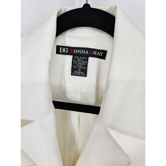 Donna Gray Women's White Polyester Blend Star Three-Button Blazer Size 10 - Picture 4 of 5